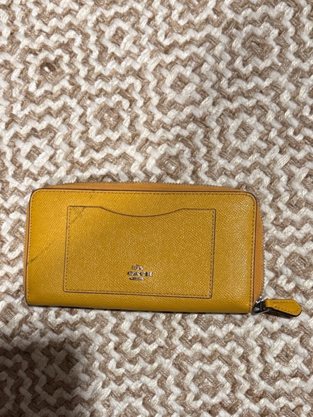 Coach Yellow Zip-Around Leather Wallet